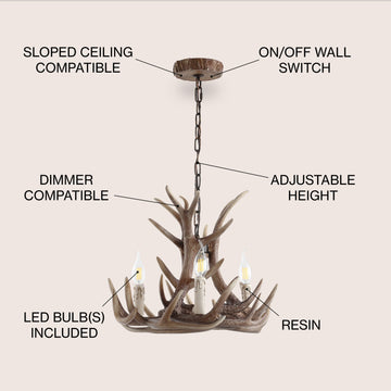 Rudolph Adjustable Resin Antler LED Chandelier